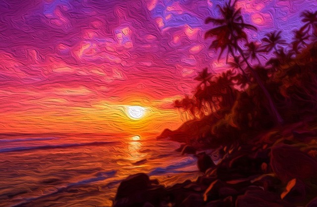 Artist Carmella Grant. 'Sunset Beach' Artwork Image, Created in 2019, Original Computer Art. #art #artist