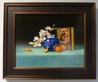 Dennis Chadra: 'Blue Vase And Drums', 2011 Oil Painting, Still Life.  Blue Vase, Books, Still Life, Oil on Linen, ...