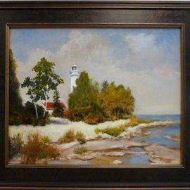 Dennis Chadra: 'Cana Lighthouse', 2011 Oil Painting, Still Life. Artist Description:  Cana, Lighthouse, Seascape, Oil on Panel, Wisconsin, ...