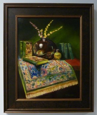 Dennis Chadra: 'Raku Vase With Books', 2011 Oil Painting, Still Life.  Raku Vase, Books, Still Life, Oil on Panel, ...