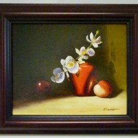 Dennis Chadra: 'Variations in Red', 2011 Oil Painting, Still Life. Artist Description:  Apples, Vase, Still Life, Oil on Board,        ...