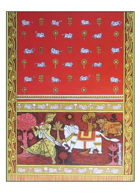 Chandru Hiremath: 'krishna and his tunes-csh002', 2016 Acrylic Painting, Hindu. Krishna...