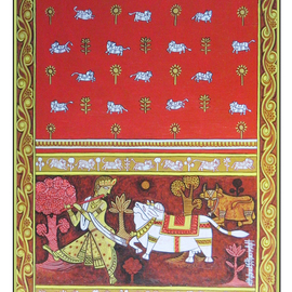 Chandru Hiremath: 'krishna and his tunes-csh002', 2016 Acrylic Painting, Hindu. Artist Description: Krishna...