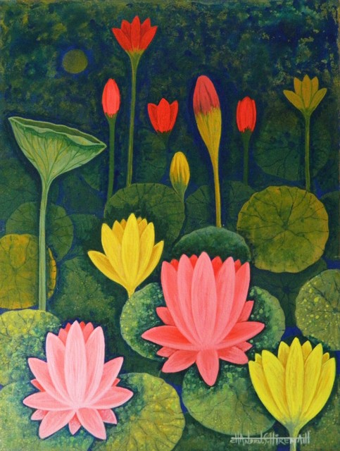 Chandru Hiremath  'Lotuscsh0014', created in 2016, Original Painting Acrylic.