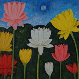 Chandru Hiremath: 'lotuscsh0019', 2016 Acrylic Painting, Floral. Artist Description: Lotus...