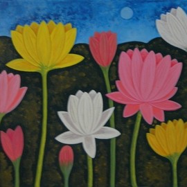 Chandru Hiremath: 'lotuscsh0021', 2016 Acrylic Painting, Floral. Artist Description: Lotus...