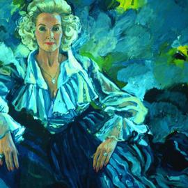 Doyle Chappell: 'Germaine Magnuson', 1989 Acrylic Painting, Portrait. Artist Description: Germaine had a show for me in the U. S. Capitol after I painted Senator Warren Magnuson.  Blue is her favorite color.  ...