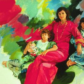 Doyle Chappell: 'Lynda Johnson Robb and daughters', 1984 Acrylic Painting, Portrait. Artist Description: This portraits of Lynda with her girls was commissioned by Lady Bird Johnson.  The girls listened to repeated tapes of 