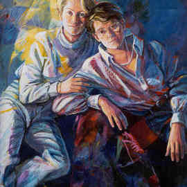 Doyle Chappell: 'Rose and Myrium', 1996 Acrylic Painting, Portrait. 