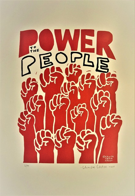 Artist Charles Cham. 'POWER TO THE PEOPLE ' Artwork Image, Created in 2020, Original Printmaking Giclee. #art #artist