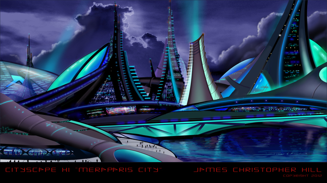 James Hill  'Meraparis City ', created in 2012, Original Painting Acrylic.