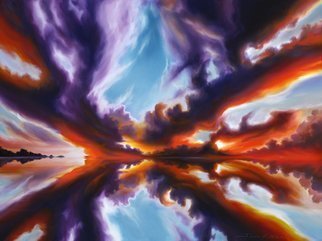 James Hill: 'Reflections of the Mind', 2009 Oil Painting, Sky.  Original Oil Painting, Sunrise, Sunset, Ocean, Sky, Shoreline, Shore, Sea, Water, River, Clouds, AcCloudscapes, morning, evening, red, yellow, orange, blue, green, light, power, God, Love, Energy ...