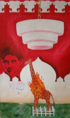 Charles Wesley: 'Kafka', 1992 Acrylic Painting, undecided.  This was the last of the paintings where I painted images onto a white background almost with a collage mentality.  It gave me a lot of freedom but by now I had grown tired of it. ...