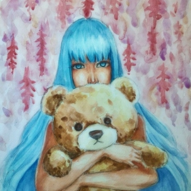 woman with teddy bear By Adi Djafar