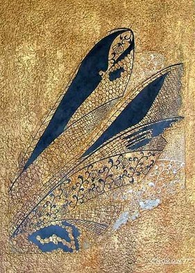 Choko Nakazono: 'wing gold', 2011 Mixed Media, Beauty.  I have been interested in Japanese pattern = MONYOU for long time and made own artwork.Pattern is all cutting work.Please enjoy my artworks. ...