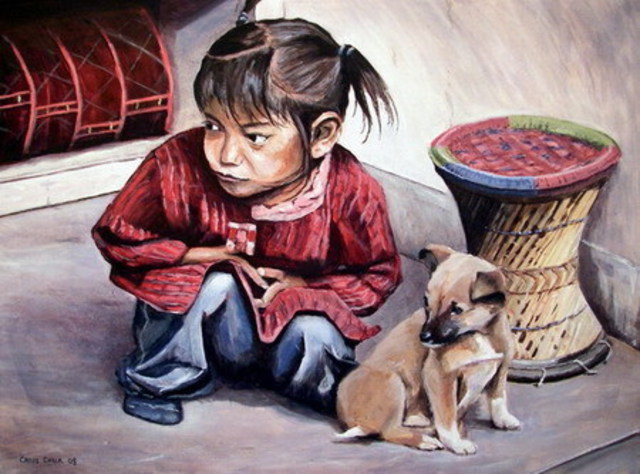 Chris Chalk  'Best Friends', created in 2008, Original Painting Oil.