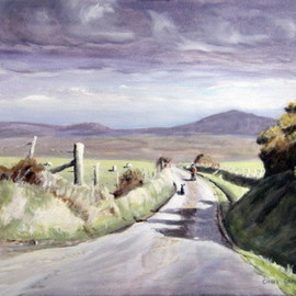 Chris Chalk: 'View to Frenni Fawr', 2008 Oil Painting, Landscape. Artist Description: Oil on canvas -This is another welsh landscape painting.  I love the quiet roads up on the Preseli hills, and whilst up there the only sound to be heard was an occasional ewe bleating.  A beautiful spot indeed. ...