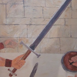Chris Cooper: 'Arena', 2014 Acrylic Painting, War. Artist Description:    Arena, roman, sand, sword, shield, colosseum                    ...