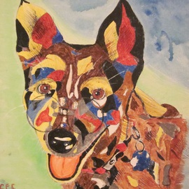 Chris Cooper: ' Acid Dog', 2014 Acrylic Painting, Animals. Artist Description:  Australian, dog, canine, colorful. glasses, pet...