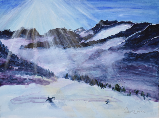 Artist Chris Jehn. 'Skiing Canada' Artwork Image, Created in 2017, Original Mixed Media. #art #artist