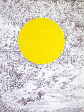 Christine Haehner Murdock: 'Yellow Circle ', 2013 Acrylic Painting, Abstract Landscape. 