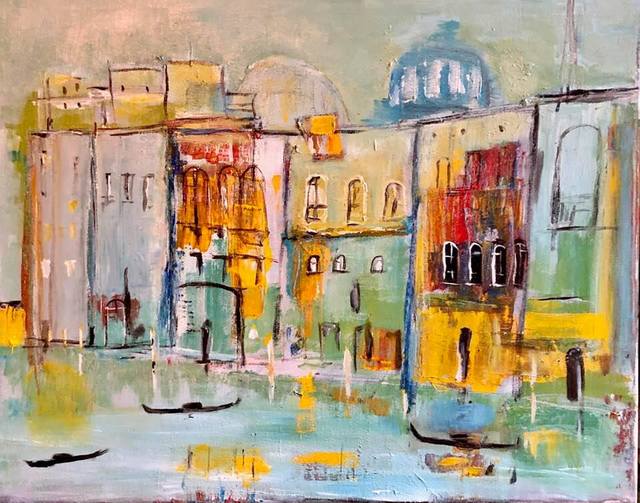 Christian Mihailescu  'Venice Canal Grande', created in 2019, Original Painting Acrylic.