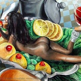 Christine Dumbsky: 'Main meal series es muy rico', 2002 Acrylic Painting, Erotic. Artist Description:  Main meals - Hauptgerichte, 80 x 100 cm ( 31,49 x 39,37 inch) , 2002  ...