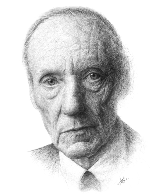 Artist Christian Klute. 'William Burroughs' Artwork Image, Created in 2016, Original Drawing Charcoal. #art #artist