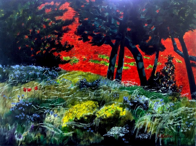 Chris Walker  '3000003 Poppies', created in 2013, Original Painting Oil.