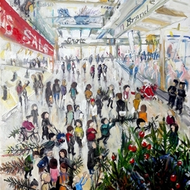 Chris Walker: 'start all over again', 2019 Oil Painting, Culture. Artist Description: Start All Over Again  La Fin des Pins  Oil on Stretched Canvas  60cm x80cm  This sequel to my painting  Christmas Tree Shopping  is a poignant reminder of the consumerism around Christmas and the aftermath. The Christmas trees are being discarded, all philanthropically assisted by the retail trade, which ...