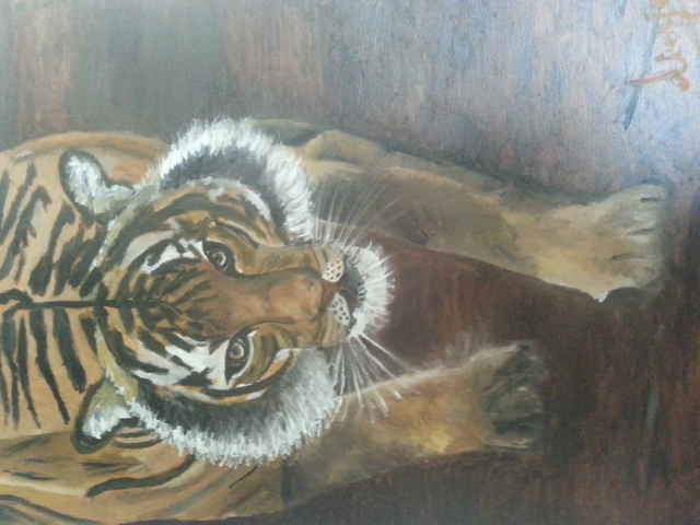 Divya Rakshith  'Tiger Trail', created in 2014, Original Painting Oil.