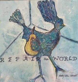 Cindy Kornet: 'repair the world', 2020 Acrylic Painting, Healing. Repair the world Pear and chicken ...