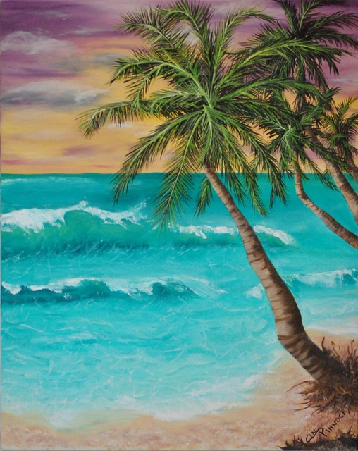 Cindy Pinnock  'Ocean Beach Scene', created in 2017, Original Painting Oil.
