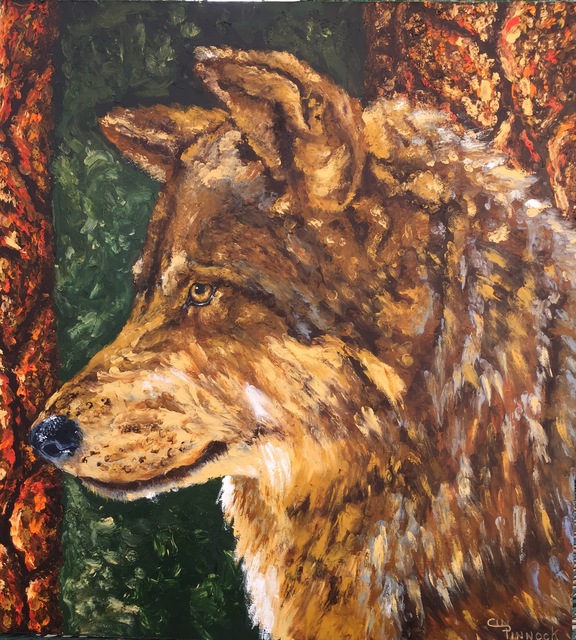 Artist Cindy Pinnock. 'Wolf' Artwork Image, Created in 2017, Original Painting Oil. #art #artist