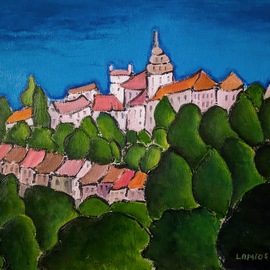 Krisztina Lantos: 'bautzen', 2017 Acrylic Painting, Landscape. Artist Description: View of the beautiful old hilltop town Bautzen in Saxony, Eastern Germany. ...