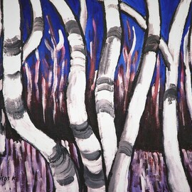 Krisztina Lantos: 'birches', 2022 Acrylic Painting, Landscape. Artist Description: Birch forest on the Mountain Memo inSouthern Ontario, Canada...