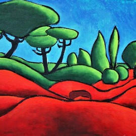 Krisztina Lantos: 'hills of provence', 2017 Acrylic Painting, Landscape. Artist Description: Iron oxide deposits created the red rolling hills in Provence. ...