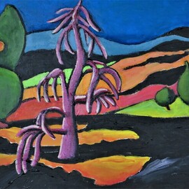 Krisztina Lantos: 'landscape at the foot of etna2', 2018 Acrylic Painting, Landscape. Artist Description: At the foot of the volcano Etna, Sicily seeing the devastation of burning, and blackened lava. . . ...