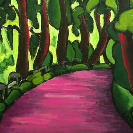 Krisztina Lantos: 'road to baernau', 2016 Acrylic Painting, Landscape. Artist Description: Lovely rolling, tree lined road around Baernau in Germany near the Czech border...