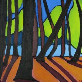 Krisztina Lantos: 'rockwood park', 2018 Acrylic Painting, Landscape. Artist Description: Beautiful park in Ontario with a lake, huge rocks and plenty of hiking trails. ...
