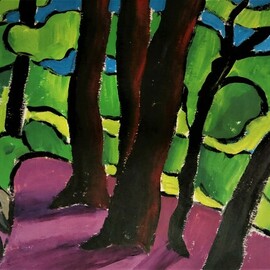 Krisztina Lantos: 'rockwood park5', 2019 Acrylic Painting, Landscape. Artist Description: Dancing trees in beautiful Rockwood Parknear Toronto in Canada. Painting on Paper ...