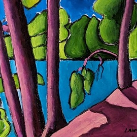 Krisztina Lantos: 'rockwood park8', 2023 Acrylic Painting, Landscape. Artist Description: Rockwood Park in Ontario is a wonderfulplace for walking, boating and painting. ...