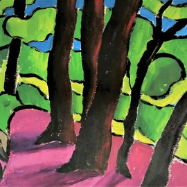 Krisztina Lantos: 'rockwood park 2', 2019 Acrylic Painting, Landscape. Artist Description: Dancing trees in beautiful Rockwood Park near Toronto, Canada.PAINTING ON PAPER ...