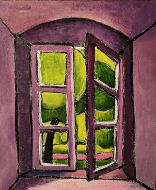 Krisztina Lantos: 'room with a view2', 2020 Acrylic Painting, Landscape. View from the dark, monastery window to the bright Summer was very captivating. ...