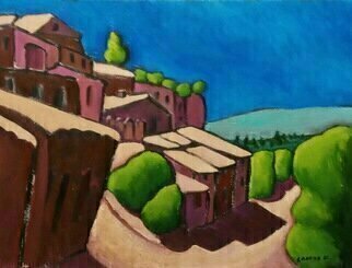 Krisztina Lantos: 'roussillon', 2022 Acrylic Painting, Landscape. Red stone village in the Luberon region in Provence, regarded by many as the most beautiful village in the south of France....