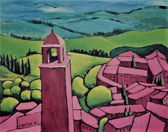 Krisztina Lantos  'San Gimignano2', created in 2018, Original Painting Acrylic.