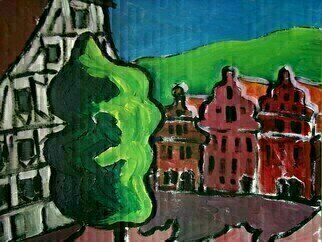 Krisztina Lantos: 'schwabisch hall', 2016 Acrylic Painting, Cityscape. The lovely old town in Germany located in the valley of the Kocher river...