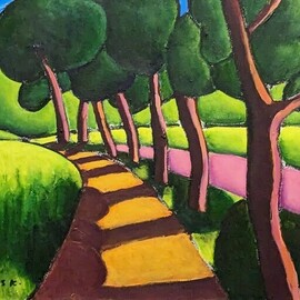 Krisztina Lantos: 'summer time', 2023 Acrylic Painting, Landscape. Artist Description: Lovely Summer time walk in the meadows and hills in Southern Germany...