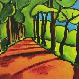 Krisztina Lantos: 'sunny path', 2019 Acrylic Painting, Landscape. Artist Description: colourful walk...