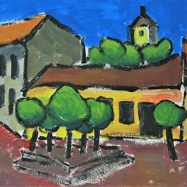 Krisztina Lantos: 'szentendre main square', 2019 Acrylic Painting, Landscape. Artist Description: Szentendre is a picturesque small town in Hungary along the Danube, home of a great number of artists. ...